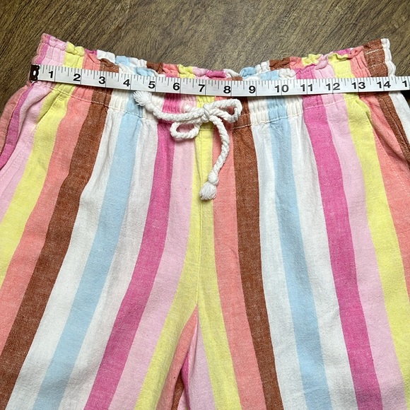 J. Crew Linen Blend Striped Paper Bag Drawstring Pants Pastel Pink Size S - Picture 12 of 15